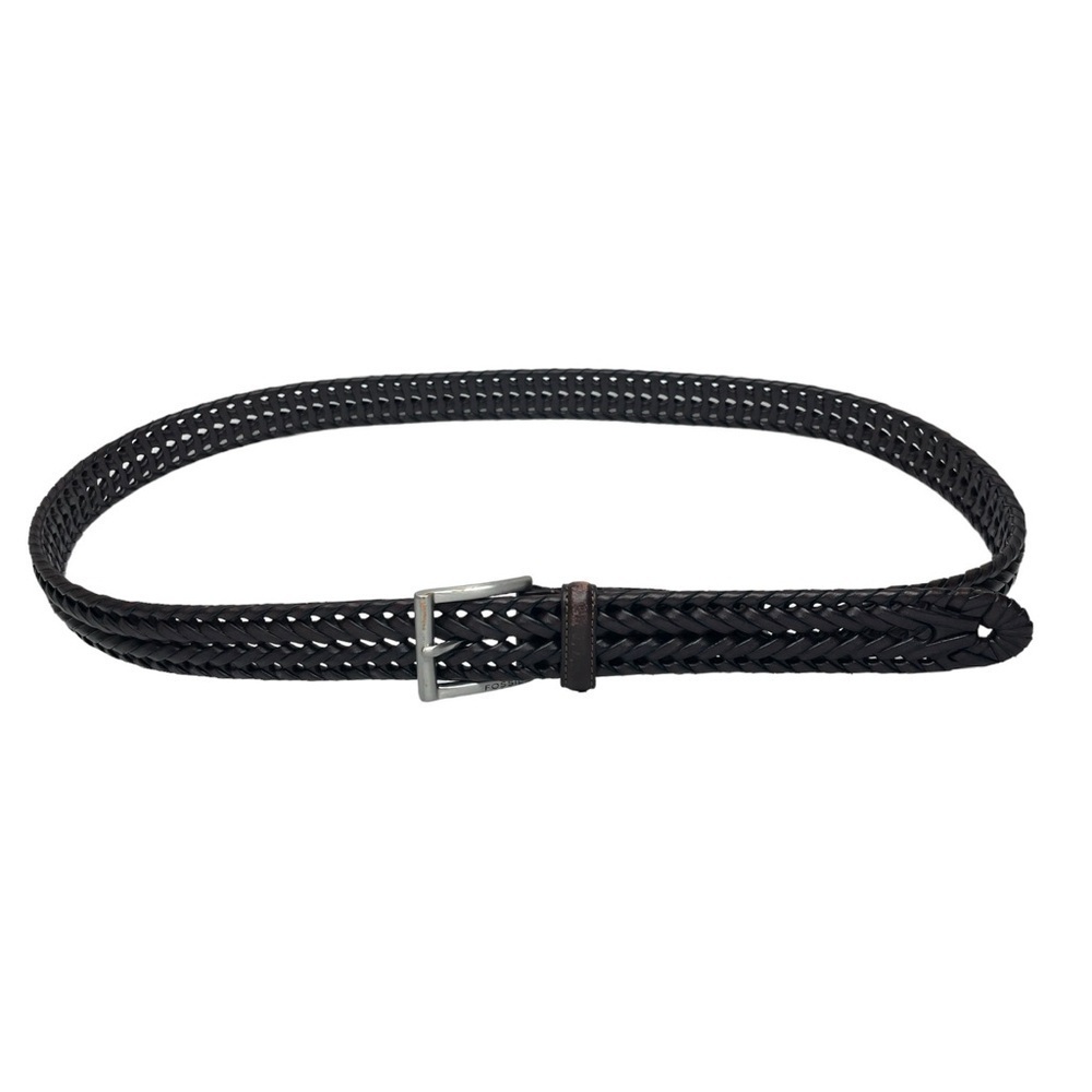 Fossil Mens Espresso Brown Braided Leather Belt 110/44